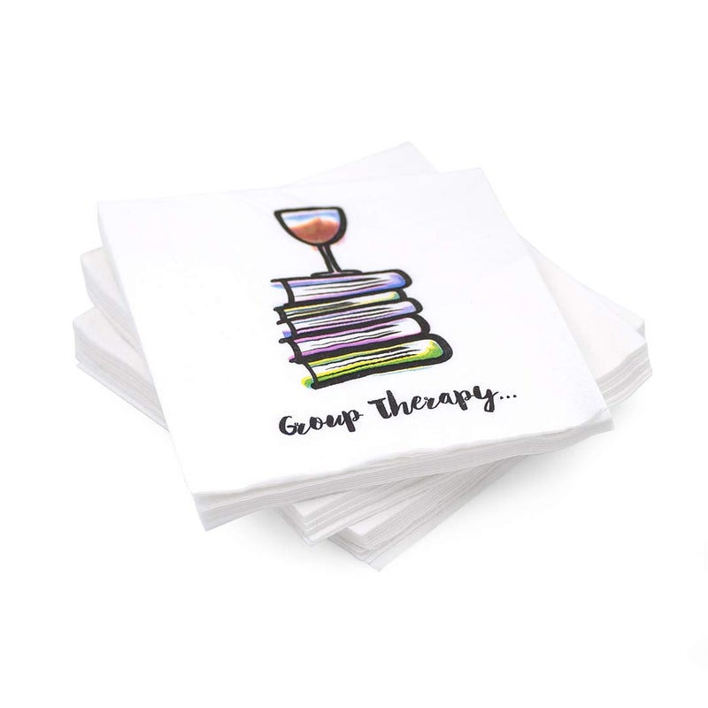 Kitschy Collective 30 Pk, "Group Therapy" Cocktail 3-Ply Paper Party Napkins for Book Club, Wine Night, Womens Group, Galentine's Day or Girls Night - Image 1